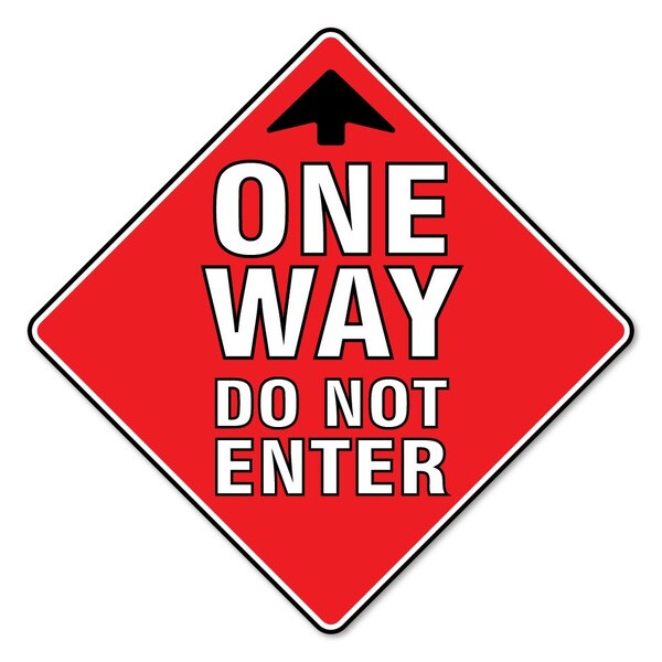 One Way Do Not Enter Non-Slip Floor Graphic, 16in Vinyl, 12PK, 16 in L, 16 in H, FD-X-16-12PK-99978